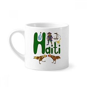 Dıythinker 170 ml Beyaz Haiti Ulusal Simge Simgesi Desenli Mini Kahve Seramik Kupa