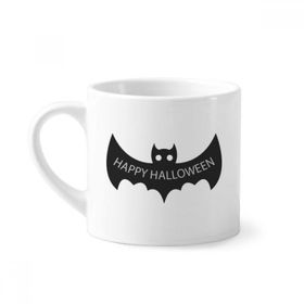 Dıythinker 170 ml Beyaz Hallowmas Siyah Yarasalar Mutlu Cadılar Bayramı Mini Kahve Seramik Kupa