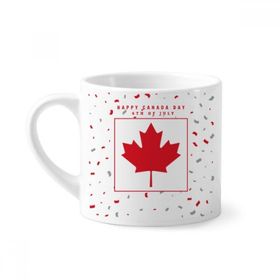 Dıythinker 170 ml Beyaz Happy Canada Day 4 Temmuz Akçaağaç Yaprağı Mini Kahve Seramik Kupa
