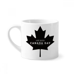 Dıythinker 170 ml Beyaz Happy Canada Day 4 Temmuz Siyah Akçaağaç Yaprağı Mini Kahve Seramik Kupa