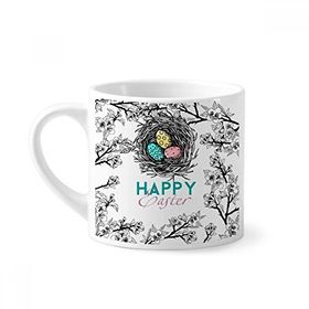 Dıythinker 170 ml Beyaz Happy Easter Din Festival Yumurta Yuvası Mini Kahve Seramik Kupa