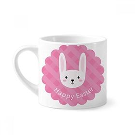 Dıythinker 170 ml Beyaz Happy Easter Festival Tavşan Desenli Mini Kahve Seramik Kupa