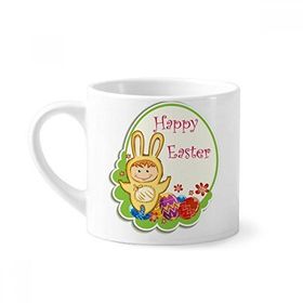 Dıythinker 170 ml Beyaz Happy Easter Sarı Tavşan Çocuk Yumurta Kültürü Mini Kahve Seramik Kupa