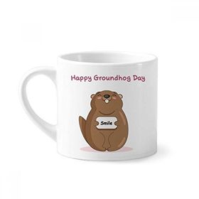 Dıythinker 170 ml Beyaz Happy Groundhog Day ABD Amerika Kanada Festivali Mini Kahve Seramik Kupa