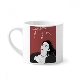 Dıythinker 170 ml Beyaz Harika Kız Figür Sanat Tasarım İllüstrasyon Mini Kahve Seramik Kupa