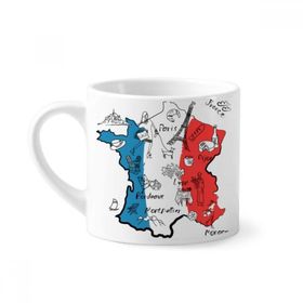Dıythinker 170 ml Beyaz Haritası Şehir Fransa Simgesi Ulusal Bayrak Mini Kahve Seramik Kupa