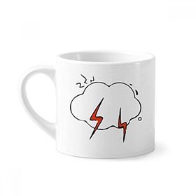 Dıythinker 170 ml Beyaz Hava Şimşek Bulut İllüstrasyon Desenli Mini Kahve Seramik Kupa