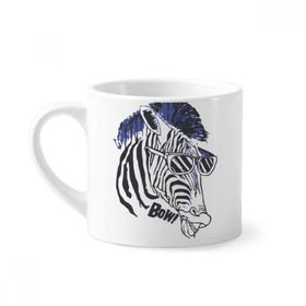 Dıythinker 170 ml Beyaz Havalı Zebra Güneş Gözlüğü Hayvan Mini Kahve Seramik Kupa