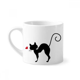 Dıythinker 170 ml Beyaz Hayvan Kalp Şekilli Kedi Sihouette Mini Kahve Seramik Kupa