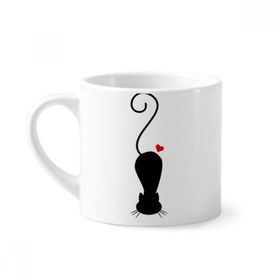 Dıythinker 170 ml Beyaz Hayvan Kalp Şekilli Kedi Sihouette Mini Kahve Seramik Kupa