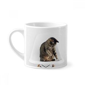 Dıythinker 170 ml Beyaz Hayvan Komik Aksiyon Kedi Çekimi Mini Kahve Seramik Kupa
