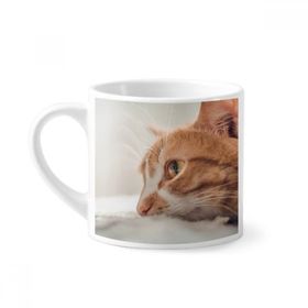 Dıythinker 170 ml Beyaz Hayvan Saf Kedi Fotoğraf Resim Mini Kahve Seramik Kupa