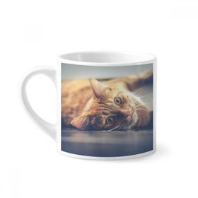 Dıythinker 170 ml Beyaz Hayvan Sarı Kedi Fotoğraf Resim Mini Kahve Seramik Kupa