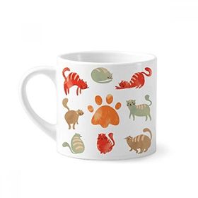 Dıythinker 170 ml Beyaz Hayvan Sevimli Kedi Aile Ayak İzi Mini Kahve Seramik Kupa