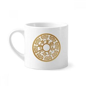 Dıythinker 170 ml Beyaz Hayvan Yuvarlak Altın Zengin Çin Mini Kahve Seramik Kupa
