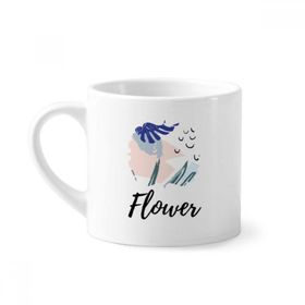 Dıythinker 170 ml Beyaz Heaven Soyut Bitkiler Sanat Desenli Mini Kahve Seramik Kupa
