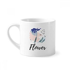 Dıythinker 170 ml Beyaz Heaven Soyut Bitkiler Sanat Desenli Mini Kahve Seramik Kupa