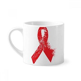 Dıythinker 170 ml Beyaz HIV 1 Aralık Kırmızı Kurdele AIDS Günü Mini Kahve Seramik Kupa