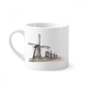 Dıythinker 170 ml Beyaz Hollanda'da Yel Değirmeni Mini Kahve Seramik Kupa