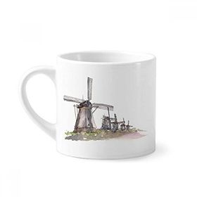 Dıythinker 170 ml Beyaz Hollanda'da Yel Değirmeni Mini Kahve Seramik Kupa