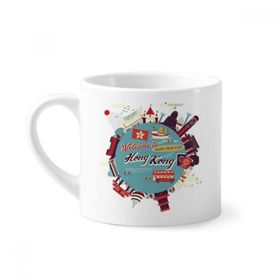 Dıythinker 170 ml Beyaz Hong Kong Circle Famous Places Mini Kahve Seramik Kupa