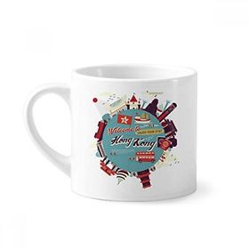Dıythinker 170 ml Beyaz Hong Kong Circle Famous Places Mini Kahve Seramik Kupa