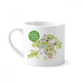 Dıythinker 170 ml Beyaz Hong Kong Haritası Gezegenler Çin Mini Kahve Seramik Kupa