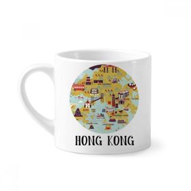 Dıythinker 170 ml Beyaz Hong Kong Haritası Gezi Çin Mini Kahve Seramik Kupa
