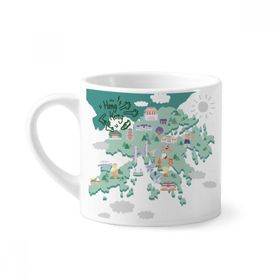 Dıythinker 170 ml Beyaz Hong Kong Haritası Ünlü Yerler Çin Mini Kahve Seramik Kupa