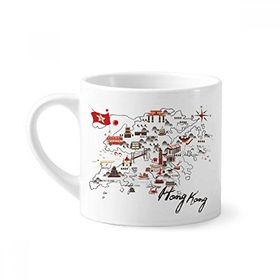 Dıythinker 170 ml Beyaz Hong Kong Yerel Haritası Mini Kahve Seramik Kupa