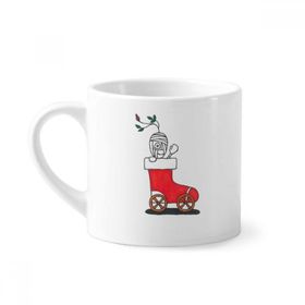 Dıythinker 170 ml Beyaz Horus Noel Kızağı Yaprak Çiçek Mini Kahve Seramik Kupa