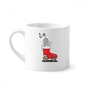 Dıythinker 170 ml Beyaz Horus Noel Kızağı Yaprak Çiçek Mini Kahve Seramik Kupa