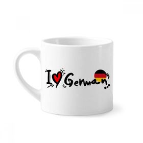 Dıythinker 170 ml Beyaz I Love Alman Dünya Bayrağı Kalp Mini Kahve Seramik Kupa