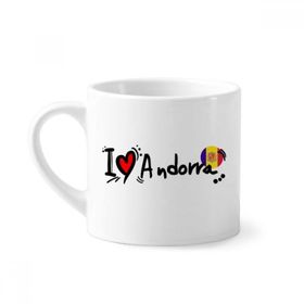 Dıythinker 170 ml Beyaz I Love Andorra Kelime Bayrağı Aşk Kalp İllüstrasyon Mini Kahve Seramik Kupa