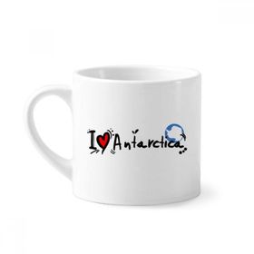 Dıythinker 170 ml Beyaz I Love Antarktika Kelime Bayrağı Aşk Kalp İllüstrasyon Mini Kahve Seramik Kupa