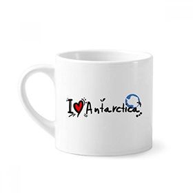 Dıythinker 170 ml Beyaz I Love Antarktika Kelime Bayrağı Aşk Kalp İllüstrasyon Mini Kahve Seramik Kupa