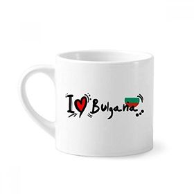 Dıythinker 170 ml Beyaz I Love Bulgana Kelime Bayrağı Aşk Kalp İllüstrasyon Mini Kahve Seramik Kupa