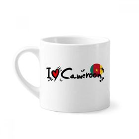Dıythinker 170 ml Beyaz I Love Cameroon Kelime Bayrağı Aşk Kalp İllüstrasyon Mini Kahve Seramik Kupa