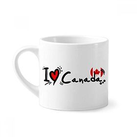 Dıythinker 170 ml Beyaz I Love Canada Kelime Bayrağı Kalp Mini Kahve Seramik Kupa