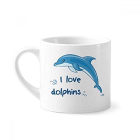 Dıythinker 170 ml Beyaz I Love Dolphins Illustrate Mini Kahve Seramik Kupa