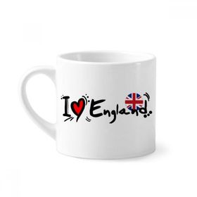 Dıythinker 170 ml Beyaz I Love England Dünya Bayrağı Kalp Mini Kahve Seramik Kupa
