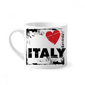 Dıythinker 170 ml Beyaz I Love Italy Kelime Aşk Kalp Kare Mini Kahve Seramik Kupa