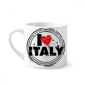 Dıythinker 170 ml Beyaz I Love Italy Kelime Aşk Kalp Yuvarlak Damga Mini Kahve Seramik Kupa