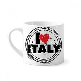 Dıythinker 170 ml Beyaz I Love Italy Kelime Aşk Kalp Yuvarlak Damga Mini Kahve Seramik Kupa