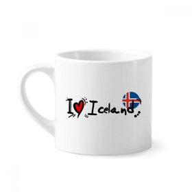 Dıythinker 170 ml Beyaz I Love İzlanda Kelime Bayrağı Aşk Kalp İllüstrasyon Mini Kahve Seramik Kupa