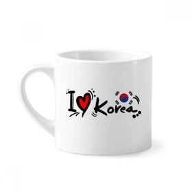Dıythinker 170 ml Beyaz I Love Korea Kelime Bayrağı Aşk Kalp İllüstrasyon Mini Kahve Seramik Kupa