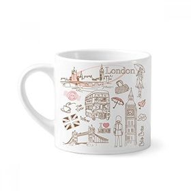 Dıythinker 170 ml Beyaz I Love London Britain Big Ben Otobüs Mini Kahve Seramik Kupa