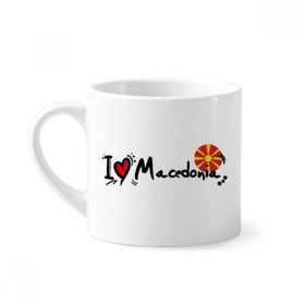 Dıythinker 170 ml Beyaz I Love Makedonya Kelime Bayrağı Aşk Kalp İllüstrasyon Mini Kahve Seramik Kupa