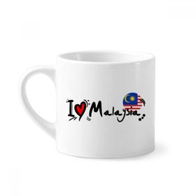 Dıythinker 170 ml Beyaz I Love Malezya Kelime Bayrağı Aşk Kalp İllüstrasyon Mini Kahve Seramik Kupa