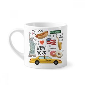 Dıythinker 170 ml Beyaz I Love New York Hot Dog Donuts America Texi Mini Kahve Seramik Kupa
